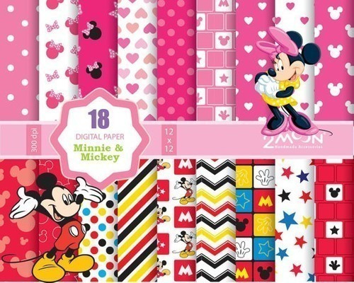 Papel Clipart Fondos Digital Mickey & Minnie