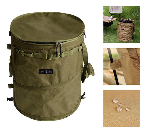 Cubo De Basura For Acampar Al Aire Libre, Verde 41cmx47cm