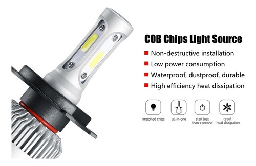 2pcs H4 Led 36w 8000lm Faro Coche Hi/lo Beam Auto Coche N