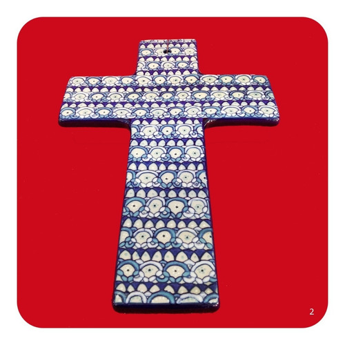 Imagen 2 de 3 de Cruz De Cerámica Fina 30x20 Cm M2 Azul Recuerdo