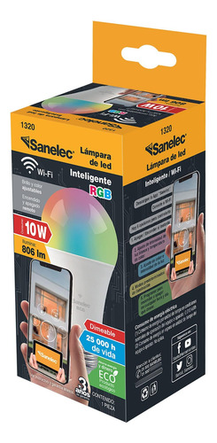 Sanelec Foco Led Inteligente Con Conexión Bluetooth Tipo A19