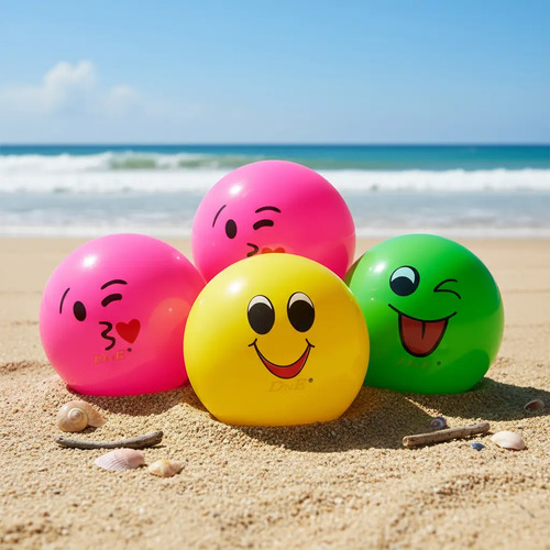 10 Bola De Vinil Inflável Grande Praia Piscina Festa Atacado Cor Smiles Carinhas