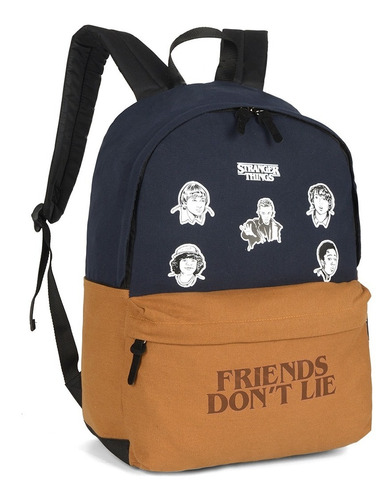 Mochila Notebook Patches Personagens Netflix Stranger Things Cor Azul