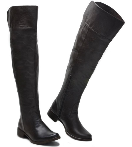 Bota Feminina Over The Knee Cla-clê Cano Longo Em Couro