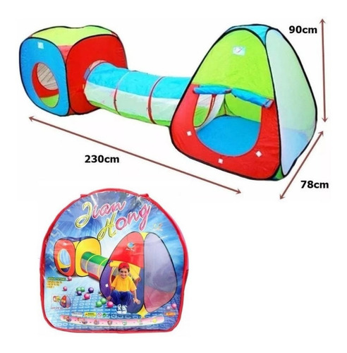 Imagem 2 de 7 de Toca Barraca Infantil 3 Em 1 Com Túnel Top + 100 Bolinhas **
