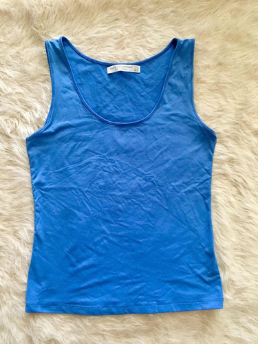 Musculosa Basica Zara Mujer Azul Claro Bretel Ancho