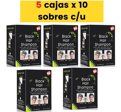 Champu 5 Tinte Canas Black Hair - mL a $1020