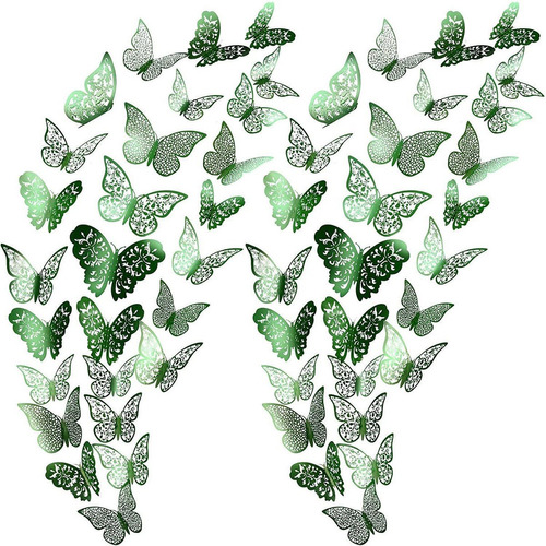 Calcomanias De Mariposas En 3d Decorativas 72un-verdes