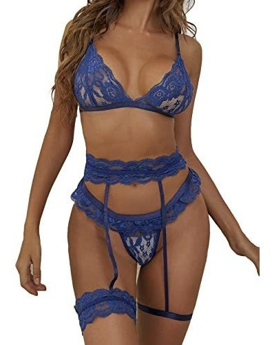 Shein Women's Eyelash Lace Bralette And Panty Set V61pg