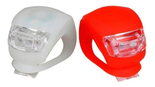 Imagen 5 de 6 de Kit 2 Luces Bici Bicicleta Silicona Led Blanca + Roja Pilas