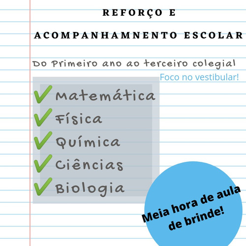 Imagem 1 de 1 de Aula Particular De Reforço Escolar + Brinde