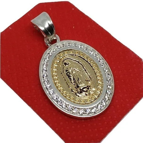 Dije Medalla Virgen Guadalupe En Plata 925 Y Oro Lami 00485