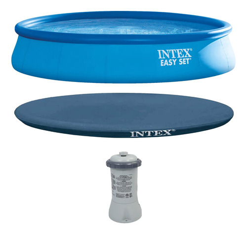 Intex Piscina Inflable De 15 X 33 Pulgadas Con Tapa Redonda.