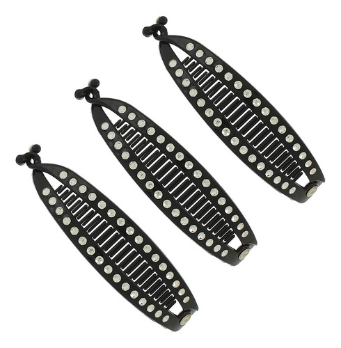 3 Prendedores Cabelo Penteados Presilha Banana Com Pedras