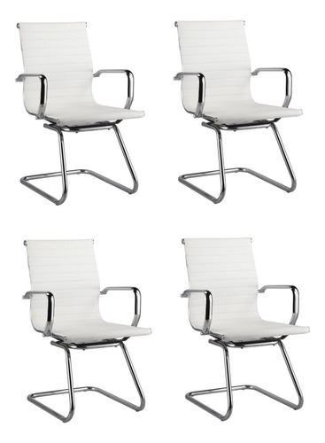 Conjunto 4 Cadeiras De Escritório Sevilha Branco Dj