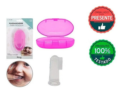 Escova De Dedo Para Massagear Gengiva De Bebês Em Silicone