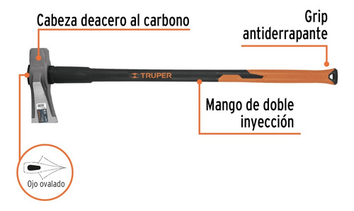 Hacha Para Rajar Madera 8 Lb, Mango Fibra De Vidrio - Truper