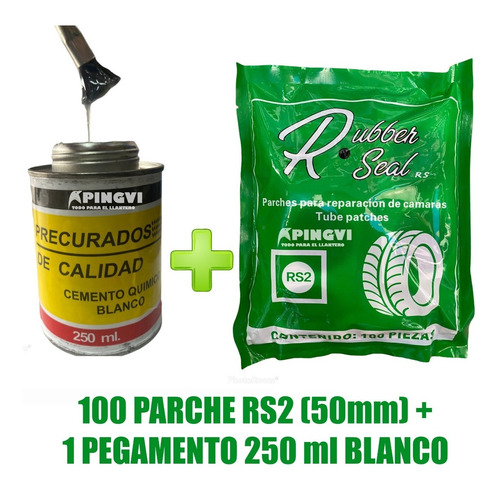 Pegamento Bco Parchado D Llantas Cámaras +100pz Parche 50mme