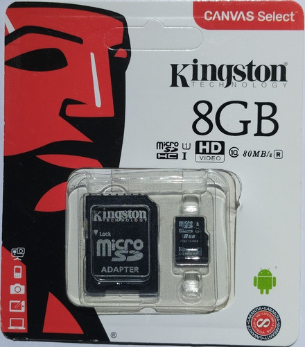 Memoria Micro Sd 8gb Con Adaptador. Kingston