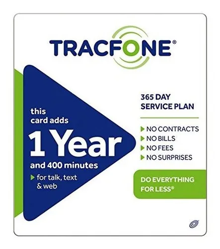 Tracfone: 1 Año De Servicio Y 400 Minutos.