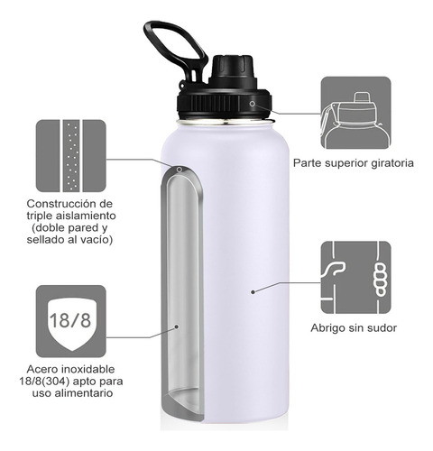 Termo Vaso Botella Acero Inoxidable Con Fría/caliente 32 Oz