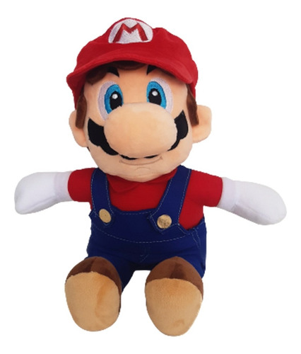 Mario Bros Peluche 38cm De Pie Full Bordado Pantalón Drill