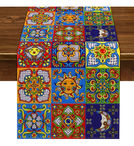 Nepnuser Camino De Mesa De Ceramica Talavera Mexicano Para D