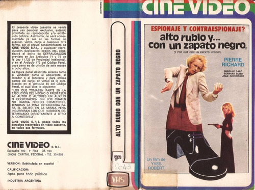 Alto Rubio Con Un Zapato Negro Vhs Pierre Richard