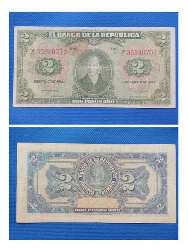 Billete  2 Pesos Oro, 1947!