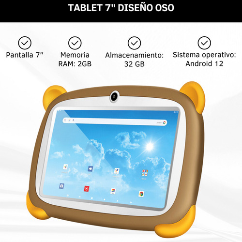 Tablet 7'' Infantil Con Funda 2gb 32gb Android Wifi Veoquiero