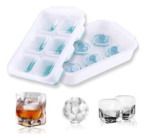 Molde Cubos De Hielo Juego De 2 Piezas De Bandeja De Cubitos