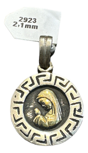 Dije Medalla Virgen Niña, En Plata Y Oro. 2,2 Cm. Tuset,