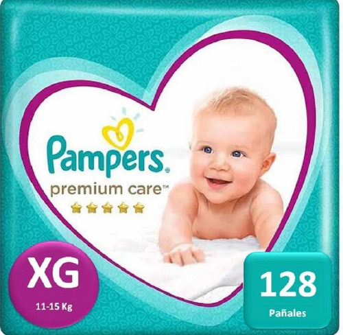 Pañales Pampers Premium Care 128 Unidades Talla Xg