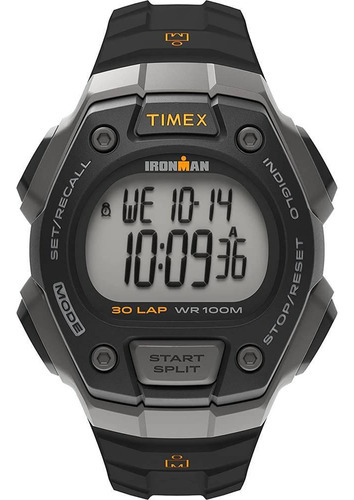 Relógio Timex Ironman Triathlon Masculino Digital T5k821 Cor da correia Preto Cor do bisel Preto Cor do fundo Positivo
