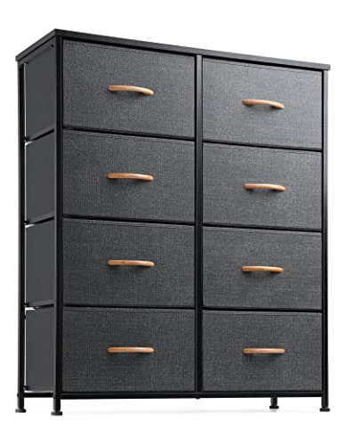 Dresser Con 8 Cajones Para Ropa Y Organización, Gris Oscuro