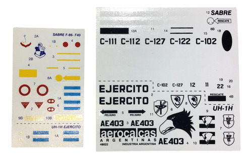 Calcas 1/48 Para Avion Sabre Ejercito Argentino Y Uh1h Helic