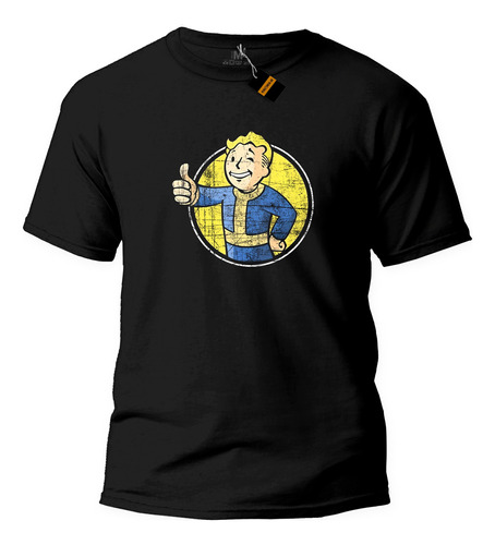 Remera Fallout Vault Boy Efecto Desgastado 100% Algodon