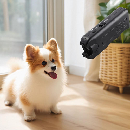 Repelente De Perros Ultrasónico Luminoso Portátil Negro Para