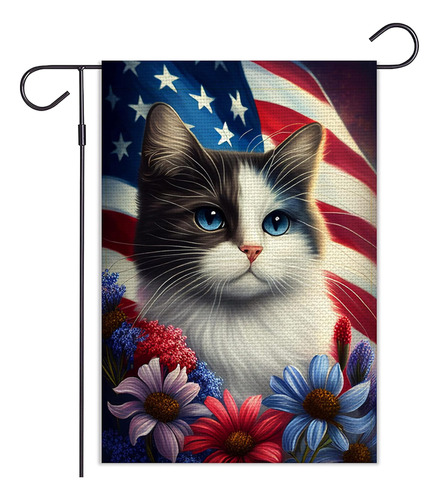 Balgardekor Patriotic Memorial Day Cat Garden Flag 4 De Cara