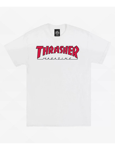 Remera Thrasher Blanca Outline Nueva 100% Original + Sticker