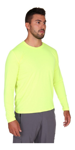 Imagem 2 de 8 de Camiseta Neon Manga Longa Proteção Solar Uv50 Tecido Gelado