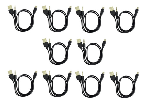 10 Pz Cable Usb Micro V8 Con Auxilir Ideal Para Bocina T3095