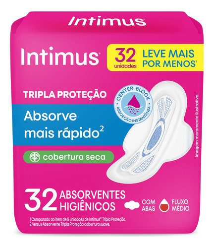 Absorvente Tripla Proteção Seca Com Abas 32 Unidades Intimus