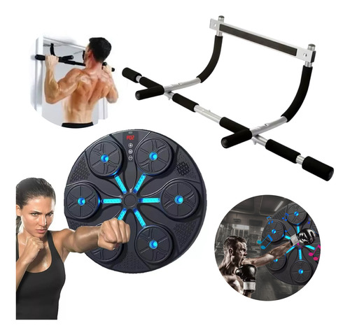 Combo Maquina Boxeo Barra Dominadas Kit Gym Veoquiero