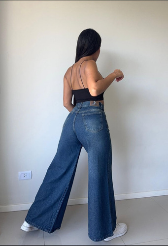 Pantalón Jean Wide Leg Mom Óxido Calce Hermoso Super Cómodo