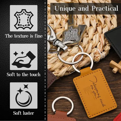 30 Pcs Leather Key Fob Kit,rectangular Pu Leather Keychain B