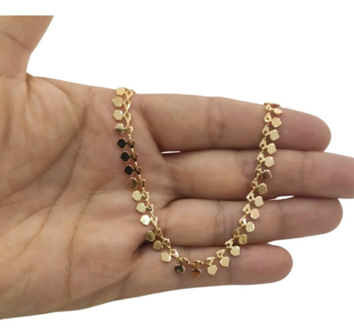 Colar Feminino Choker Gargantilha Tendência Banhado A Ouro Cor Dourado