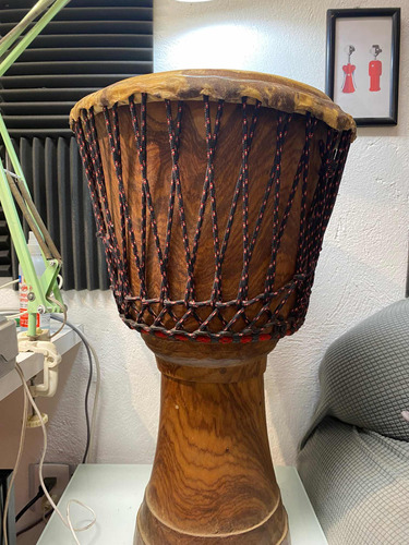 Djembe Africano De Madera 1 Pieza Guinea Tallado A Mano