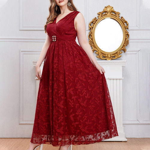Vestido De Mujer De Talla Grande Sin Falda Con Cuello En V D