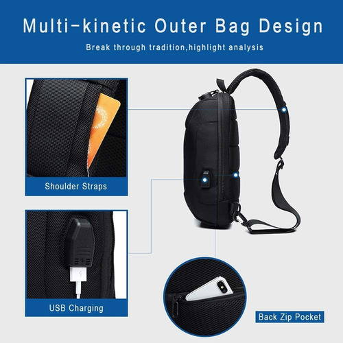 Ozuko Sling Usb Mochila Antirrobo Para Hombre